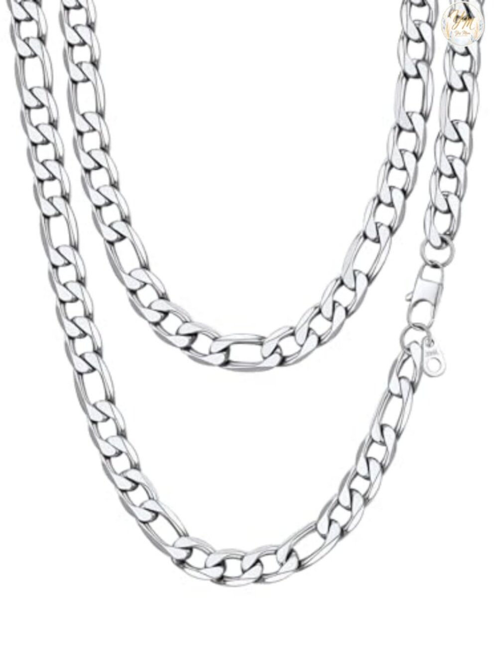 Stainless Steel Figaro Link Chain Necklace 26in 13mm Lobster Clasp